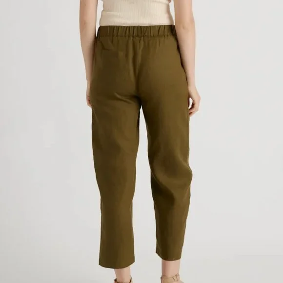 Quince - 100% European Linen Pants in Martini Olive - Picture 5 of 9